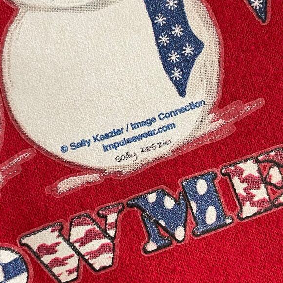 Vintage Support our Snowman Sweatshirt size XL Red Winter Jerzees - Picture 3 of 7
